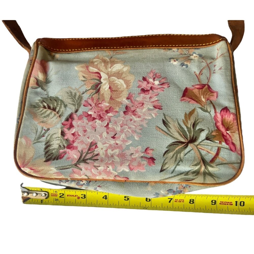 Ralph Lauren Floral Crossbody Vintage  Bag With Leather Trim & Adjustable Strap - Picture 14 of 16